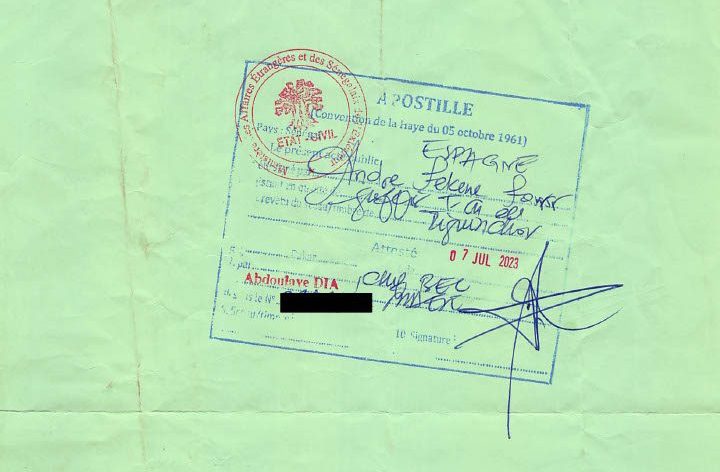 Apostilla de la Haya Senegal. Legalización de documentación.